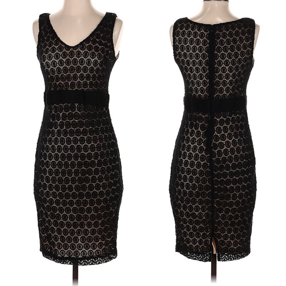 bailey 44 black lace dress sleeveless sheath dress, nude lining Color:Black Croco Patent (Unless otherwise noted/pictured with Asymmetrical Cut Draped Wedding size_46r